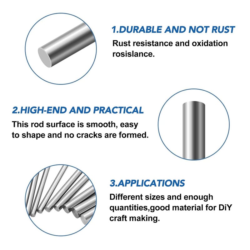 304 الفولاذ المقاوم للصدأ عمود صلب قضيب دائري قضيب مخرطة 9 مم قطر 50 سم 2 قطعة - Image 4