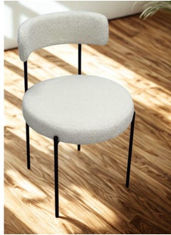 SMART HOME Modern Comfortable Padded Chair For The Living Room, Luxurious Dining Chair With A Modern And Comfortable Design - High-Quality Fabric Upholstery In Beige Color - Durable Metal Legs In Black - Ideal For Dining Rooms, Restaurants And Cafes  - Image 4