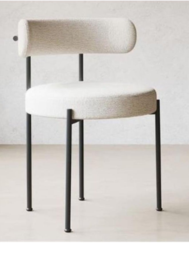 SMART HOME Modern Comfortable Padded Chair For The Living Room, Luxurious Dining Chair With A Modern And Comfortable Design - High-Quality Fabric Upholstery In Beige Color - Durable Metal Legs In Black - Ideal For Dining Rooms, Restaurants And Cafes  - Image 1
