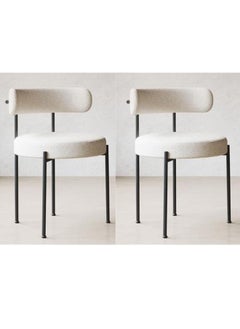 SMART HOME Modern Comfortable Padded Chair For The Living Room, Luxurious Dining Chair With A Modern And Comfortable Design - High-Quality Fabric Upholstery In Beige Color - Durable Metal Legs In Black - Ideal For Dining Rooms, Restaurants And Cafes  - Image 2