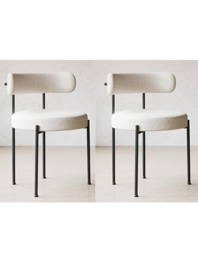 SMART HOME Modern Comfortable Padded Chair For The Living Room, Luxurious Dining Chair With A Modern And Comfortable Design - High-Quality Fabric Upholstery In Beige Color - Durable Metal Legs In Black - Ideal For Dining Rooms, Restaurants And Cafes  - Image 2
