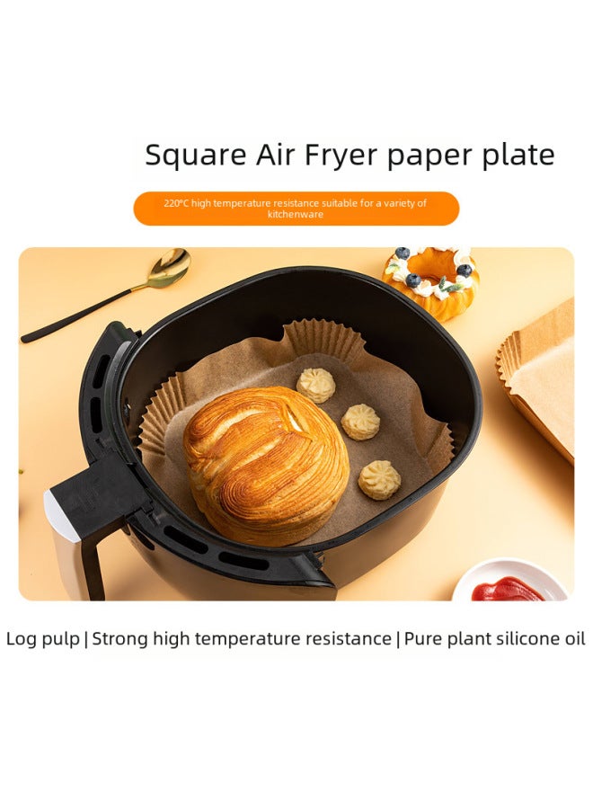 Square Silicone Oil Absorbing Baking Paper Tray Air Fryer Special Disposable Household Baking Paper Tray Oven Bowl-Color:Natural Color ]-Specifications: Square -16*20cm - Image 5