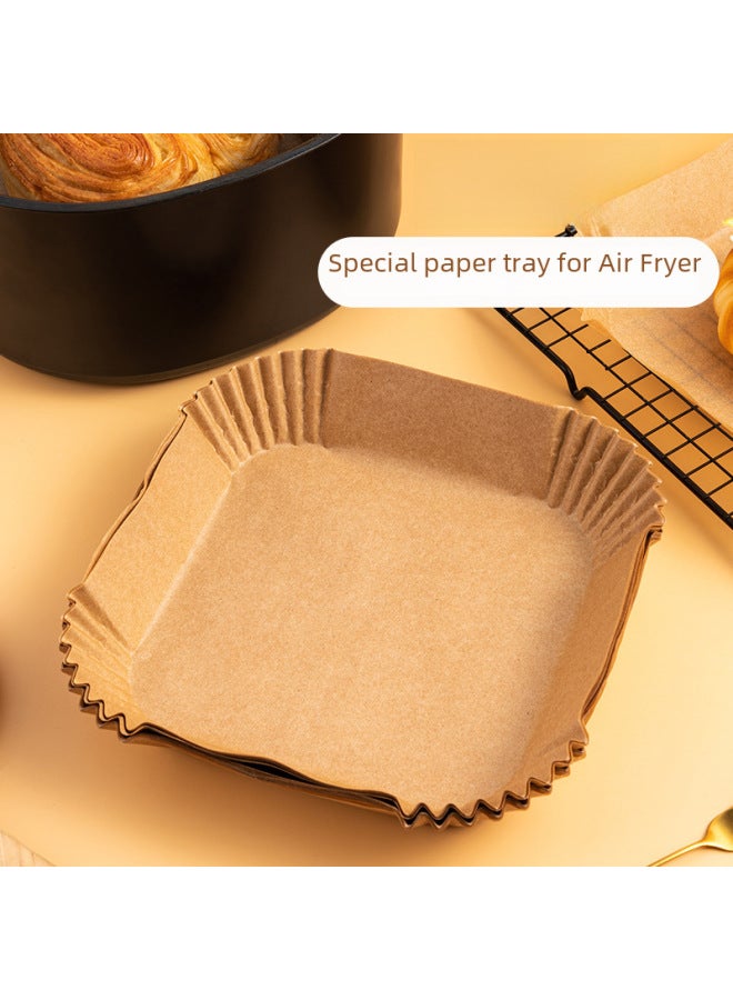 Square Silicone Oil Absorbing Baking Paper Tray Air Fryer Special Disposable Household Baking Paper Tray Oven Bowl-Color:Natural Color ]-Specifications: Square -16*20cm - Image 3
