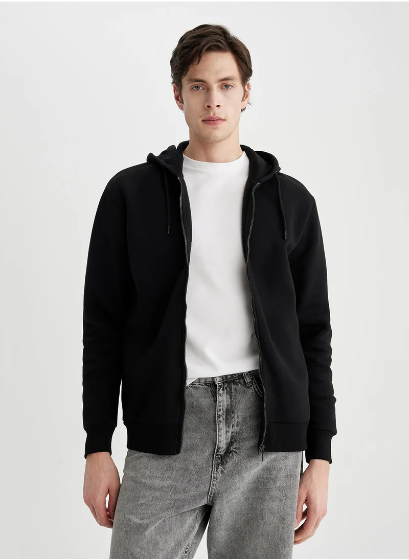 ديفاكتو Hooded Zipped Basic Sweatshirt