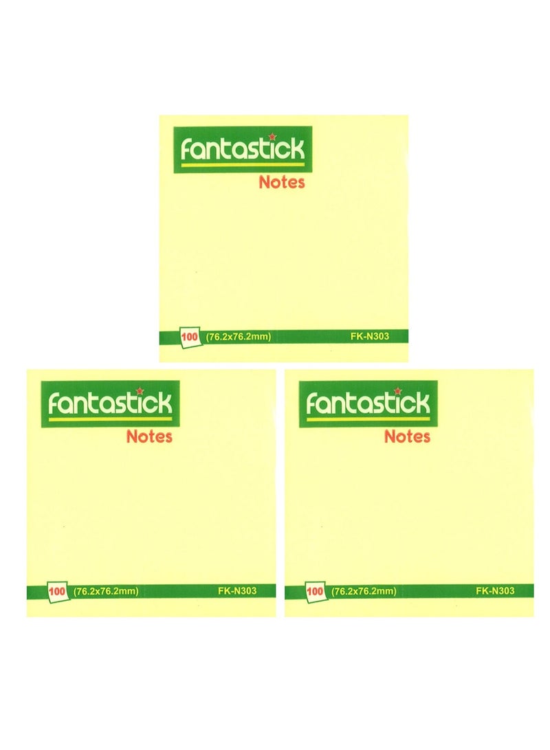 Fantastick 6-Piece Ruled and Plain Sticky Notes 3x3 Inch Size Yellow - Image 3