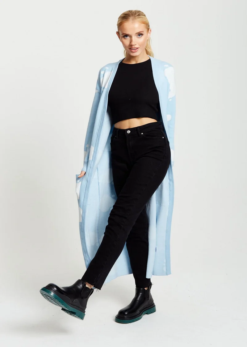 Liquorish  Cloud Pattern Longline Cardigan for Women | Best Price UAE