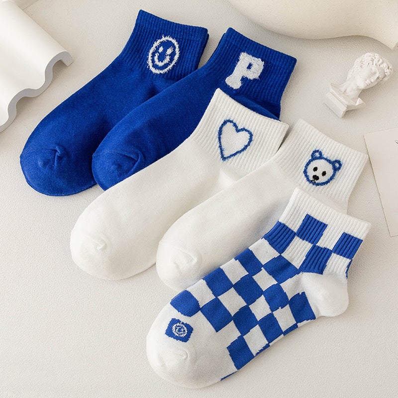 Zhuji Socks Women'S New Blue And White Japanese Style Simple Style Student Women'S Short Stockings Girlsock - Image 4