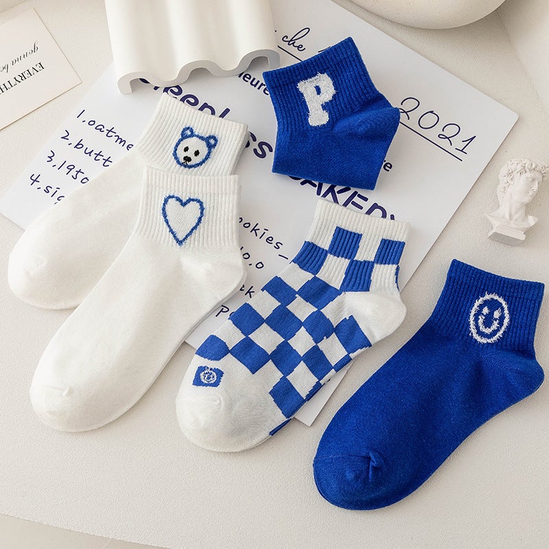 Zhuji Socks Women'S New Blue And White Japanese Style Simple Style Student Women'S Short Stockings Girlsock - Image 5