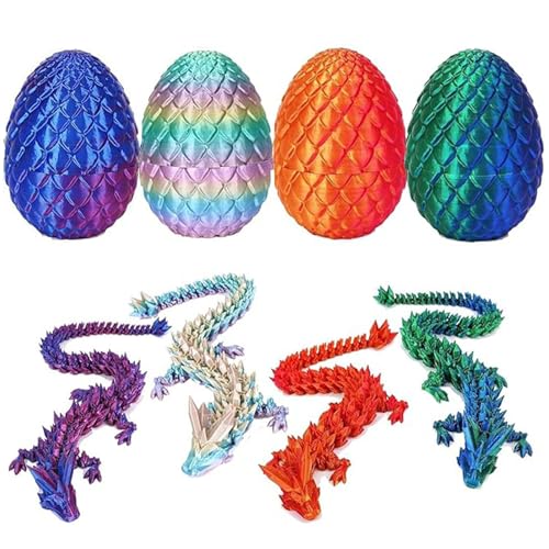Kizcmvre 4PCS 3D Printed Dragon 3D Dragon Eggs with Dragon Inside3D Printed Dinosaur5 inch 3D Printed Dragon with 275 inch EggUnique 3D Animal Figurine for Gift and Collectible - Image 1