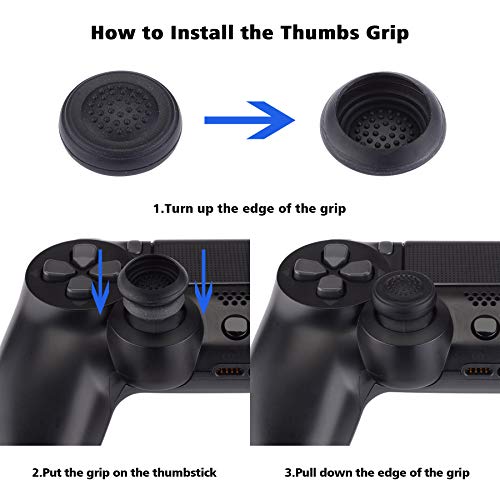 PlayVital Guardian Edition Black Ergonomic Soft Anti-Slip Controller Silicone Case Cover for ps4, Rubber Protector Skin with Joystick Caps for ps4 Slim/Pro Controller - Image 4