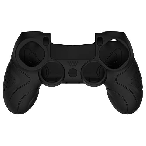 PlayVital Guardian Edition Black Ergonomic Soft Anti-Slip Controller Silicone Case Cover for ps4, Rubber Protector Skin with Joystick Caps for ps4 Slim/Pro Controller - Image 2