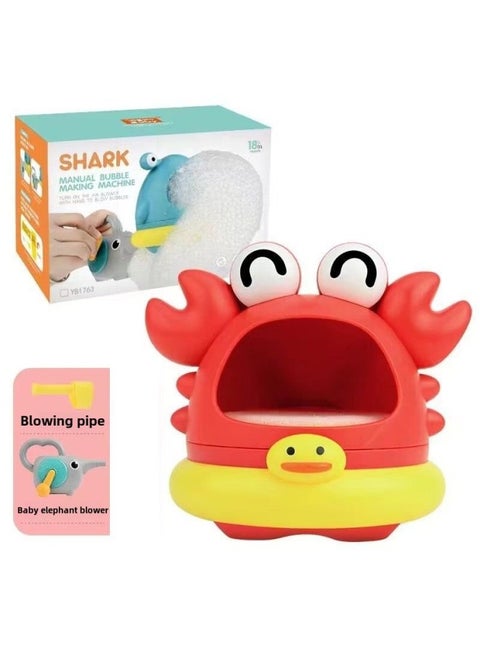Shake The Same Bubble Blowing Machine Bubble Bubble Shark Bath Toy Children's Outdoor Water Crab Foam Making Machine-Color:Hand-cranked Elephant + Crab Blowing Bubbles