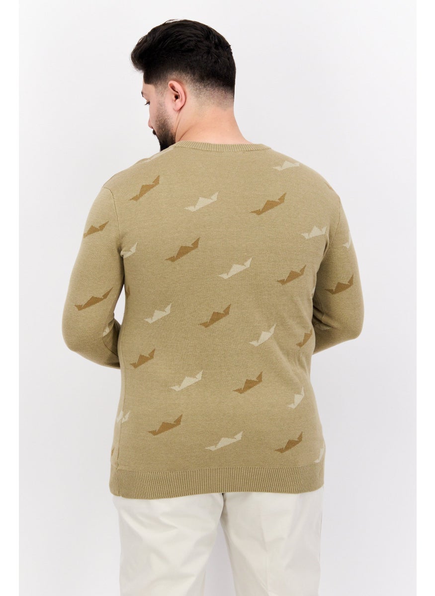 D RT Men Crew Neck Graphic Print  Long Sleeve Sweatshirt, Olive  - Image 2