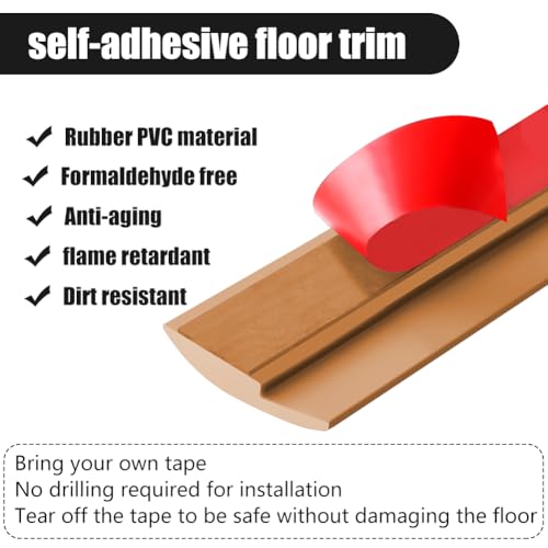 Panço Floor Transition Strip - Self Adhesive, PVC Carpet to Tile, Vinyl Flexible Flooring Threshold (Yellow Wood Grain, 5mm/10FT) - Image 4