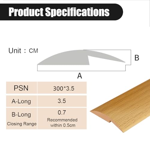 Panço Floor Transition Strip - Self Adhesive, PVC Carpet to Tile, Vinyl Flexible Flooring Threshold (Yellow Wood Grain, 5mm/10FT) - Image 3
