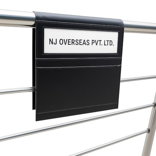 NJ OVERSEAS لوحة نداء مطار NJ، لوحة الاسم والترحيب مع وظيفة التعليق على الدرابزين: أسود - Image 1