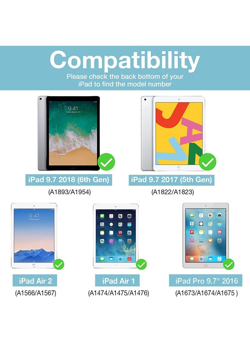 iPad 9.7 Case (2014-2018) – Detachable Magnetic Keyboard Cover for iPad 5th/6th Gen & Air 1/2 | 3-System Support, Pencil Holder & Multi-Angle Stand