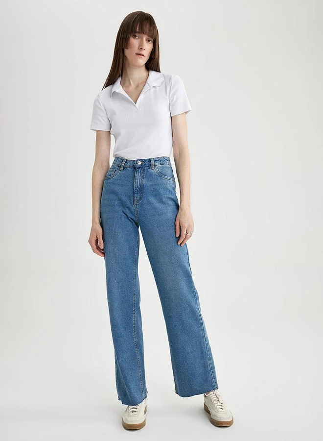 DeFacto High Rise Dark Wash Wide Leg Jeans by Styli