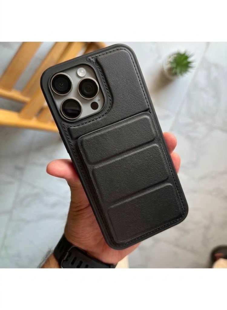 إل تي دي جراب فاخر من الجلد من LTD لحمل البطاقات لهاتف iPhone 14 Pro Max - تصميم محفظة نحيف، مقاوم للصدمات وغطاء أسود أنيق - Image 2