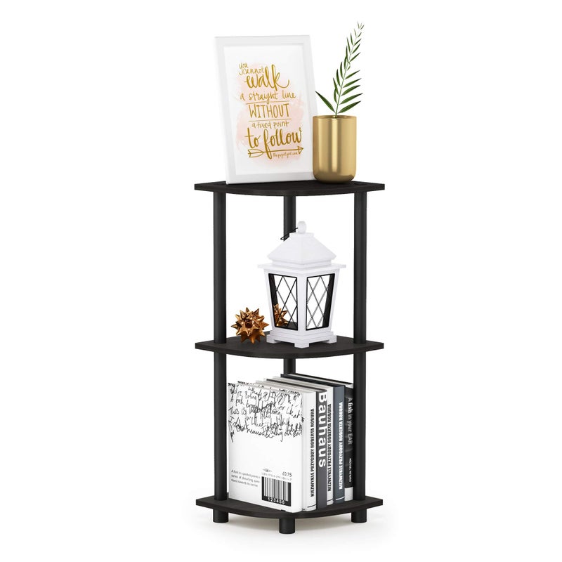 Furinno Furinno TurnNTube 3Tier Corner Display Rack Multipurpose Shelving Unit EspressoBlack