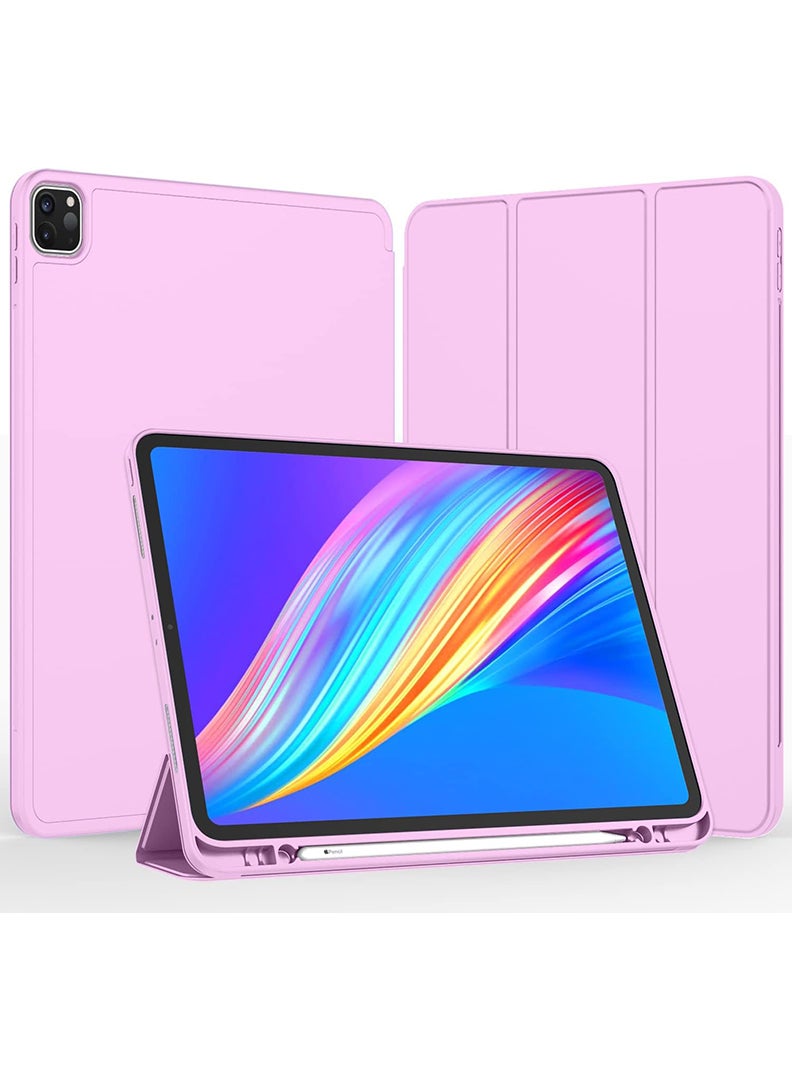 Theodor iPad Pro 11 Inch Case 2022(4th Gen)/2021(3rd Gen)/2020(2nd Gen) with Pencil Holder, Smart iPad Case With Pencil Holder Slim Tablet Cover with Soft TPU Back, Auto Wake/Sleep Purple - Image 1