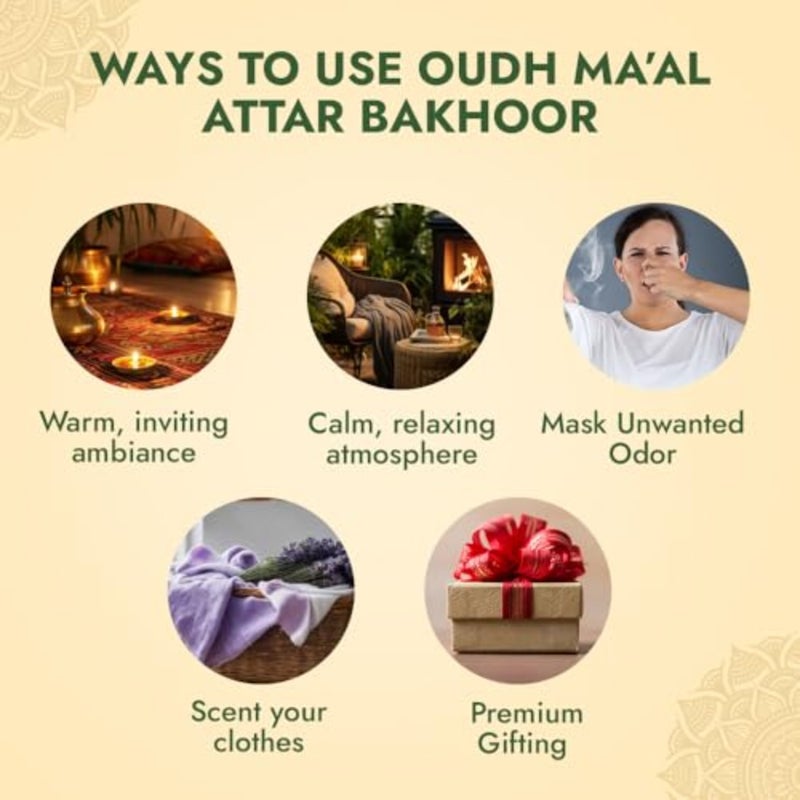 Oud Ma'Al Attar Medium Bakhoor Incense, 40 gm, for Home and Office - Image 4