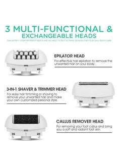 MoeHair 7 in 1 hair removal epilator electric , a powerful device for gentle and painless hair removal for women, For home use, easy to operate and quick, gentle on the skin. Model MO-9048 , Contain s 3 accessories.  - Image 3