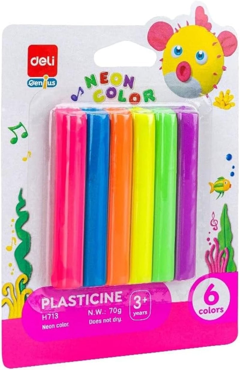 Deli EH713 6 Colors Plasticine 70g - Non-Drying Modeling Clay for Kids - Image 1