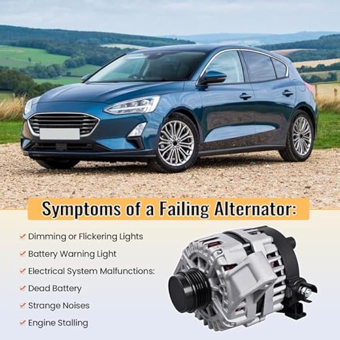FuseRish BV6T-10300-EA 150A Alternator 12V Compatible with Ford Focus 2012-2018 L4 2.0L, 4-Groove Decoupler Pulley Clockwise, Replace BV6Z-10346-E, BV6T10300EA, BV6Z10346E, 11617, 11653N, FG15S065 - Image 3