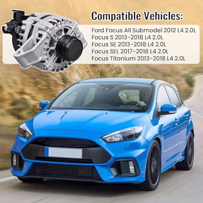 FuseRish BV6T-10300-EA 150A Alternator 12V Compatible with Ford Focus 2012-2018 L4 2.0L, 4-Groove Decoupler Pulley Clockwise, Replace BV6Z-10346-E, BV6T10300EA, BV6Z10346E, 11617, 11653N, FG15S065 - Image 1