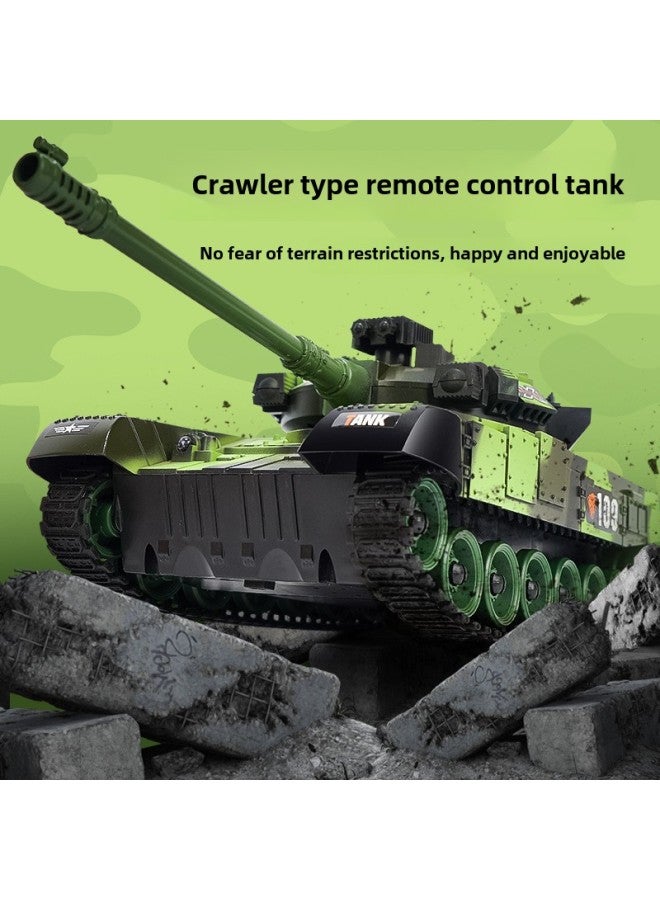 Product Remote Control Tank Car Can Fire Children's Battle Crawler Remote Control Car Charging Off-road Model Boy Toy-Color:Nine-way Brown-green  - Image 2