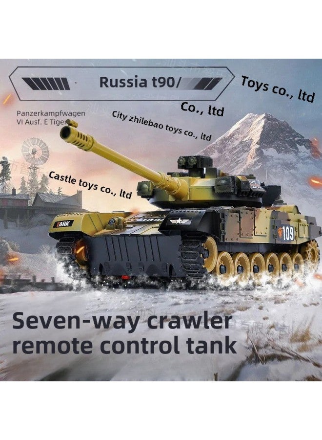 Product Remote Control Tank Car Can Fire Children's Battle Crawler Remote Control Car Charging Off-road Model Boy Toy-Color:Nine-way Brown-green  - Image 3