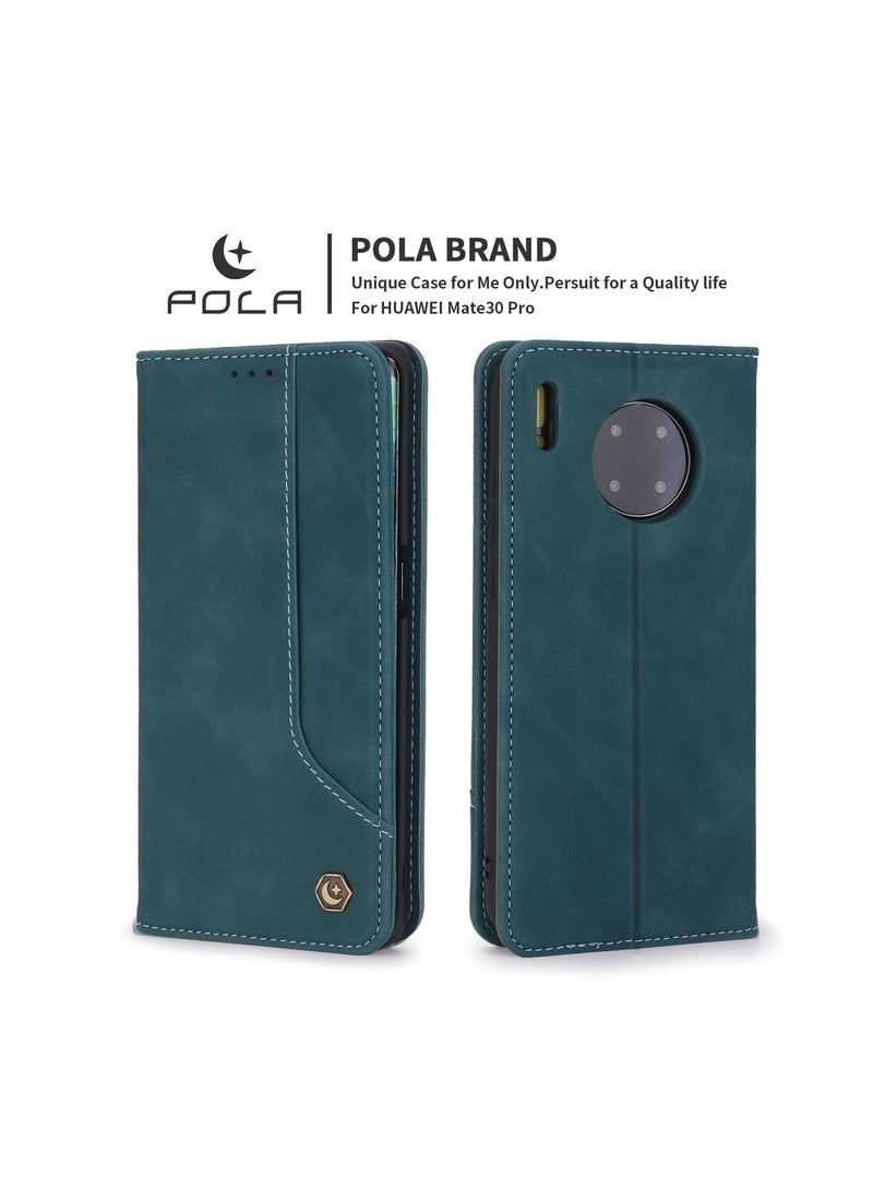 Pola for Huawei Mate30 Pro Case, Luxury PU Leather Magnetic Flip Phone Cover Blue - Image 2