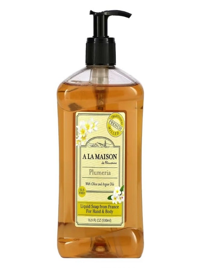 A La Maison De Provence Liquid Soap For Hand Body Plumeria 16.9 fl oz 500 ml  - Image 1