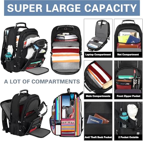 SINVICKO 18.4 Laptop Backpack for Men, 60L Extra Large Gaming Laptops Backpack,TSA Friendly Flight Approved RFID Anti-Theft Pocket Heavy Duty Computer Bag Backbag,21.2*15.5*11.5 inch Grey - Image 3