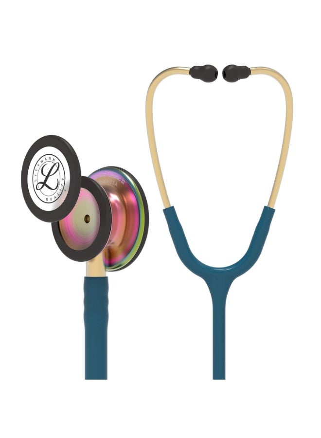 ثري أم ليتمان سماعة طبية 3M ليتمن كلاسيك 3 مع لمسة قوس قزح وأنبوب أزرق كاريبي بطول 27 بوصة موديل 5807 - Image 1