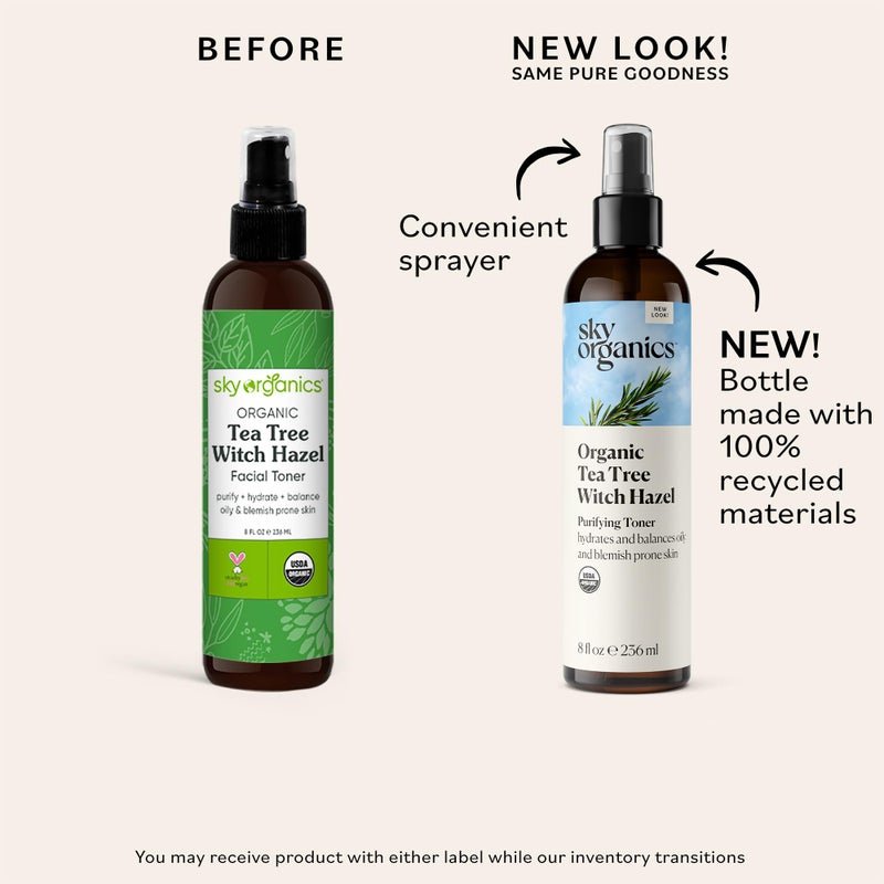 Sky Organics Organic Tea Tree & Witch Hazel for Face, Purifying Facial Toner to Hydrate, Soothe, Cleanse and Balance Blemish-Prone Skin, Helps Minimize The Appearance of Pores, 8 fl oz webook - Image 2