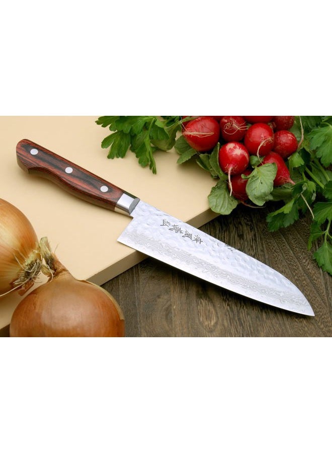 Yoshihiro سكين شيف سانتوكو من الفولاذ المقاوم للصدأ داماسكوس المطروق 16 طبقة VG-10 (7'' (180mm)) - Image 2