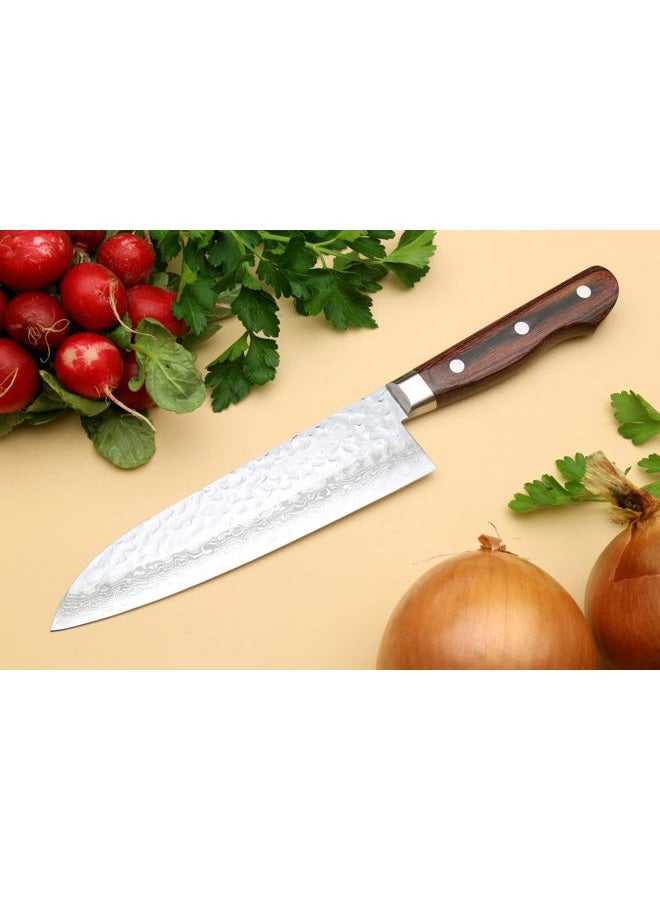 Yoshihiro سكين شيف سانتوكو من الفولاذ المقاوم للصدأ داماسكوس المطروق 16 طبقة VG-10 (7'' (180mm)) - Image 3