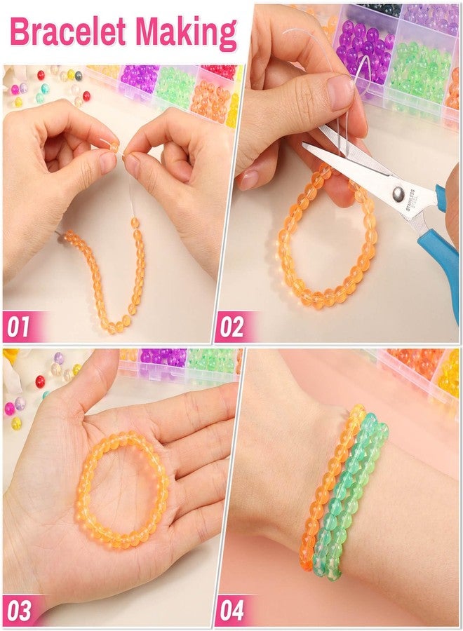 Audab 1200 Pieces 6mm Round Glass Beads for Jewelry Making, Crystal Glass Beads for Bracelets Jewelry Making and DIY Crafts - Image 4