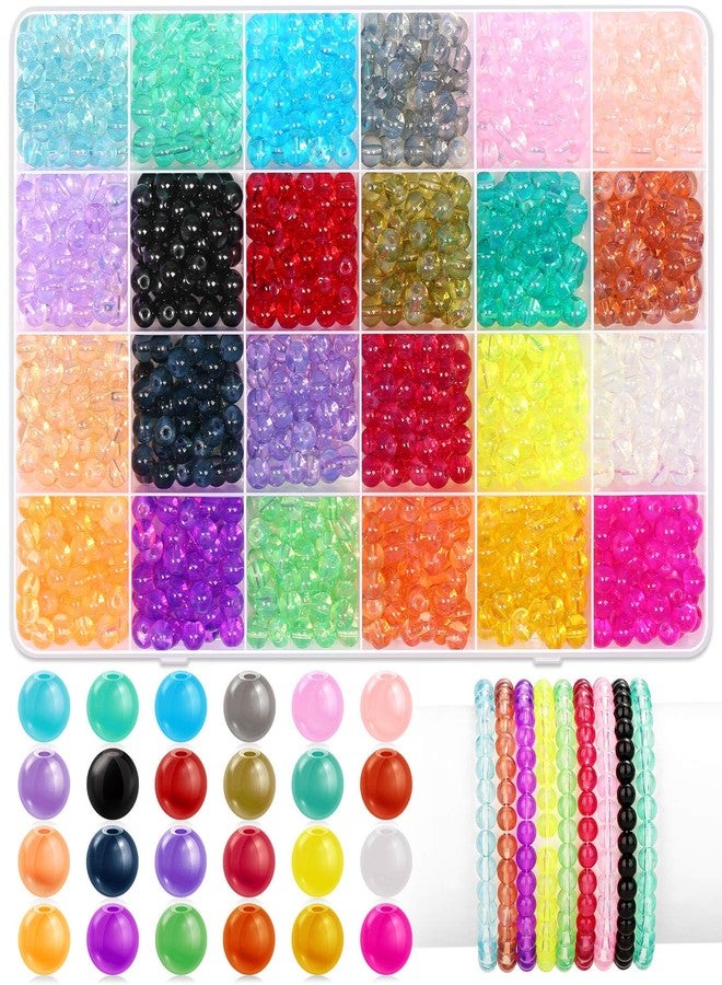 Audab 1200 Pieces 6mm Round Glass Beads for Jewelry Making, Crystal Glass Beads for Bracelets Jewelry Making and DIY Crafts - Image 1