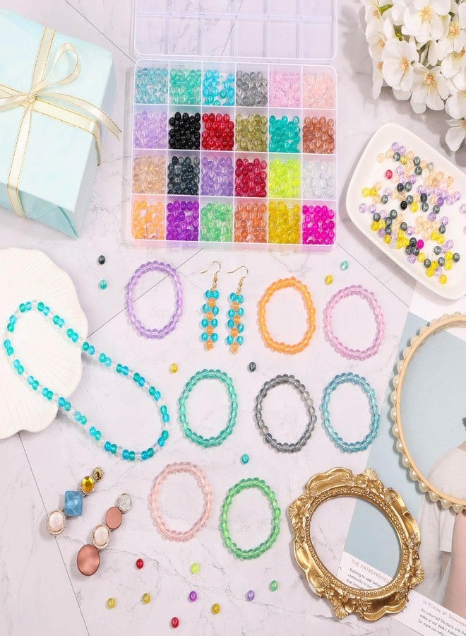 Audab 1200 Pieces 6mm Round Glass Beads for Jewelry Making, Crystal Glass Beads for Bracelets Jewelry Making and DIY Crafts - Image 2