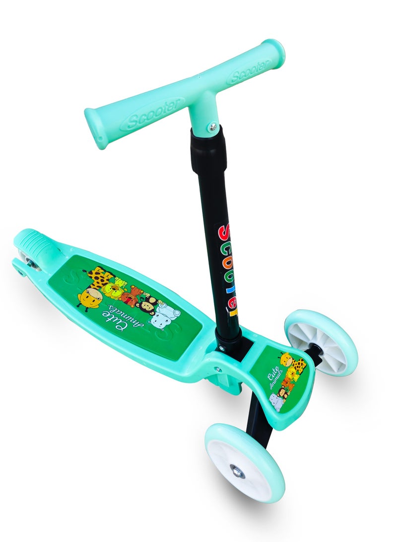ال بي سكوتر للأطفال قابل للطي بثلاث عجلات مع ارتفاع قابل للتعديل وفرامل قدم - Image 1
