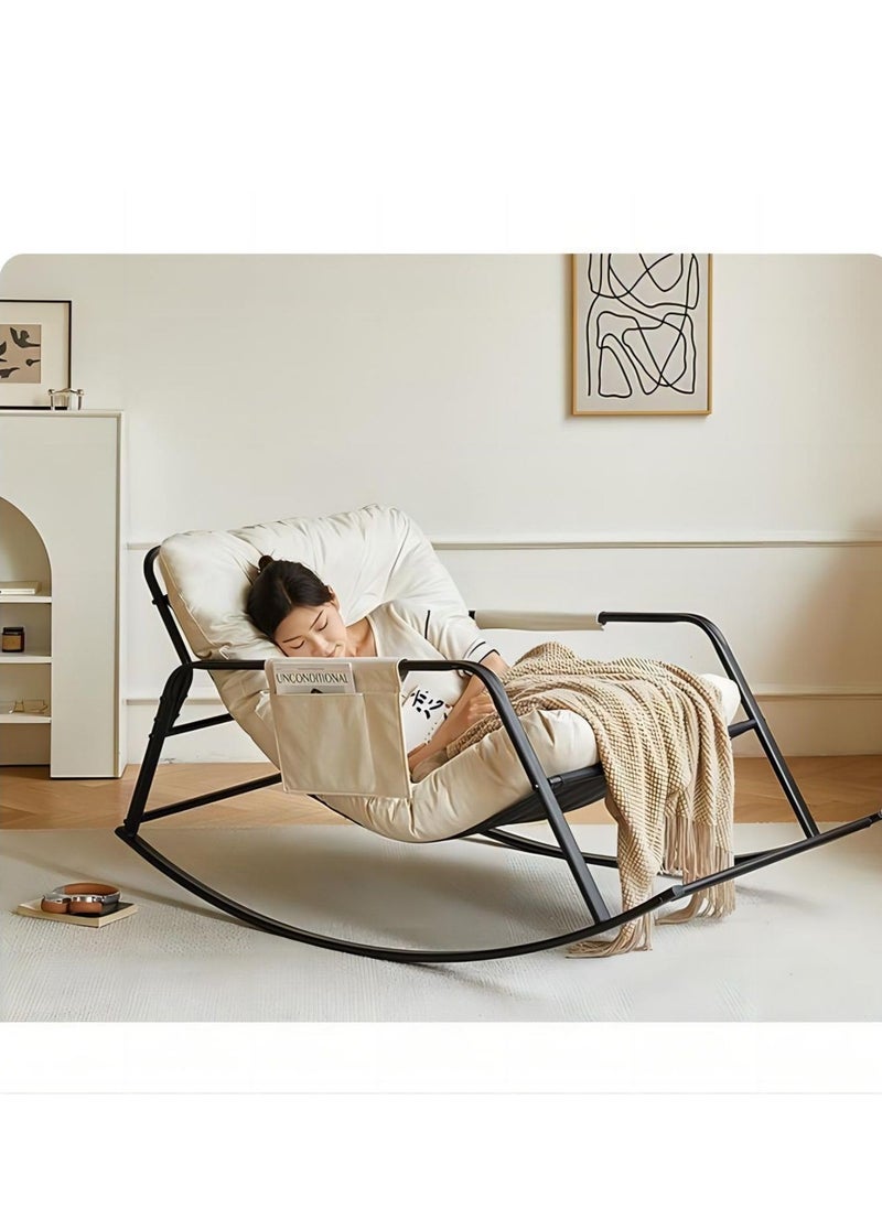 Cool Baby COOLBABY Oversized Rocking Chair Casual Side Armchair Comfortable Lunch Break Chair Thick Technical Cloth Cushion Steel Legs Suitable for Living Room Bedroom and Balcony  - Image 1