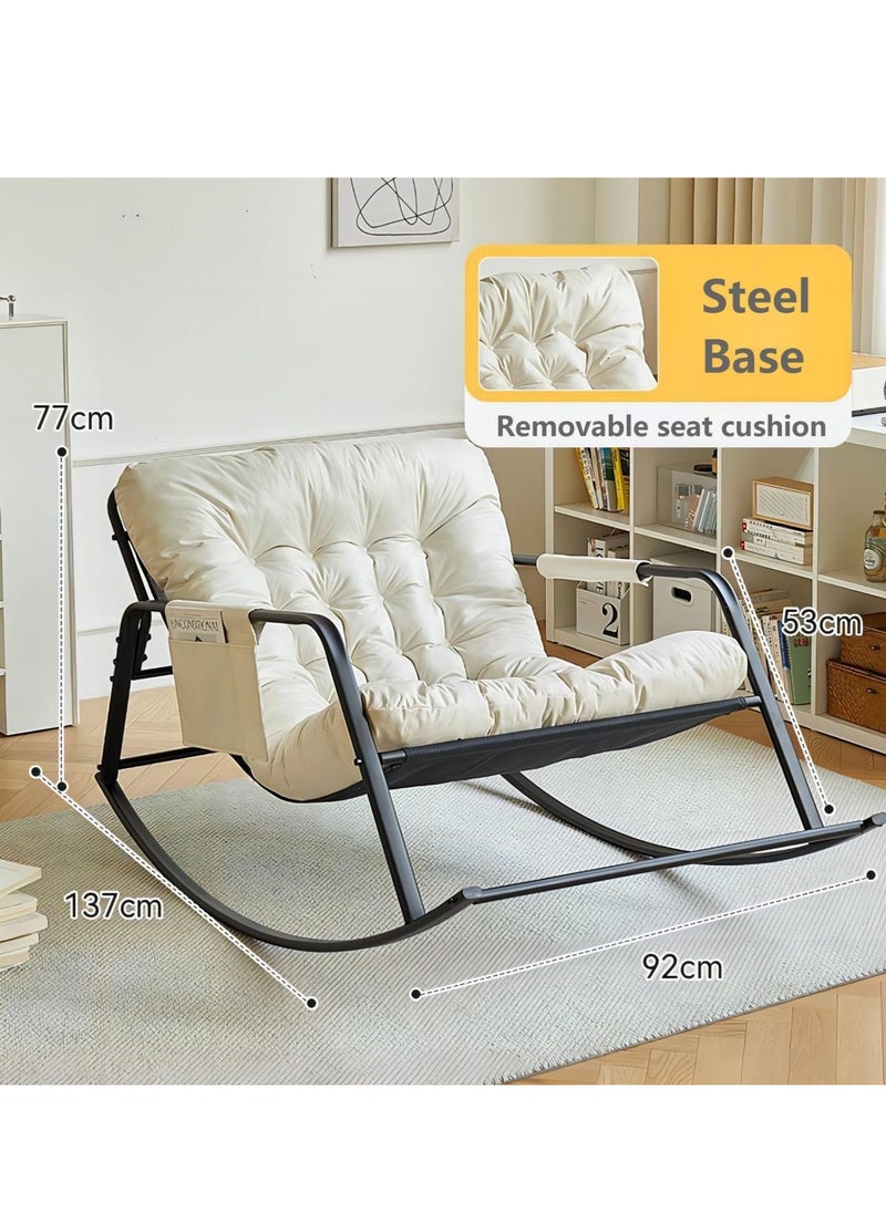 Cool Baby COOLBABY Oversized Rocking Chair Casual Side Armchair Comfortable Lunch Break Chair Thick Technical Cloth Cushion Steel Legs Suitable for Living Room Bedroom and Balcony  - Image 2