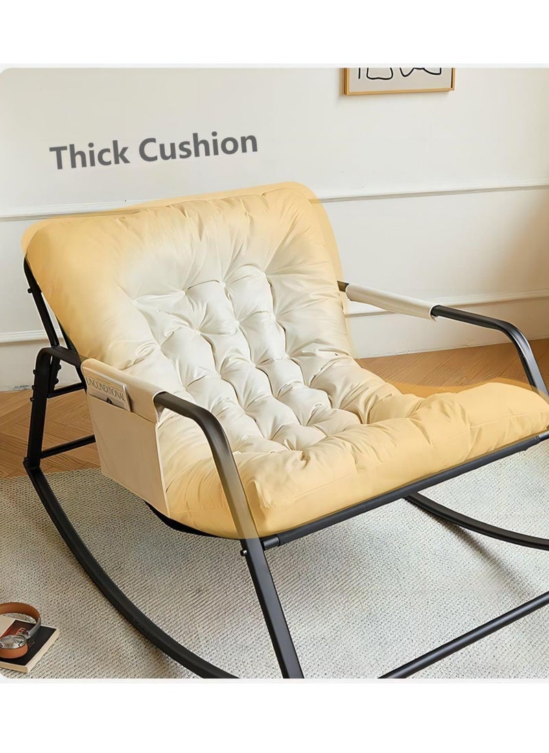 Cool Baby COOLBABY Oversized Rocking Chair Casual Side Armchair Comfortable Lunch Break Chair Thick Technical Cloth Cushion Steel Legs Suitable for Living Room Bedroom and Balcony  - Image 3