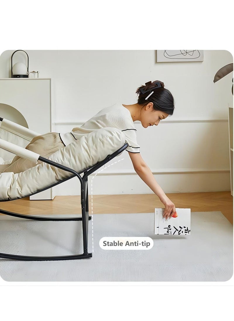 Cool Baby COOLBABY Oversized Rocking Chair Casual Side Armchair Comfortable Lunch Break Chair Thick Technical Cloth Cushion Steel Legs Suitable for Living Room Bedroom and Balcony  - Image 5