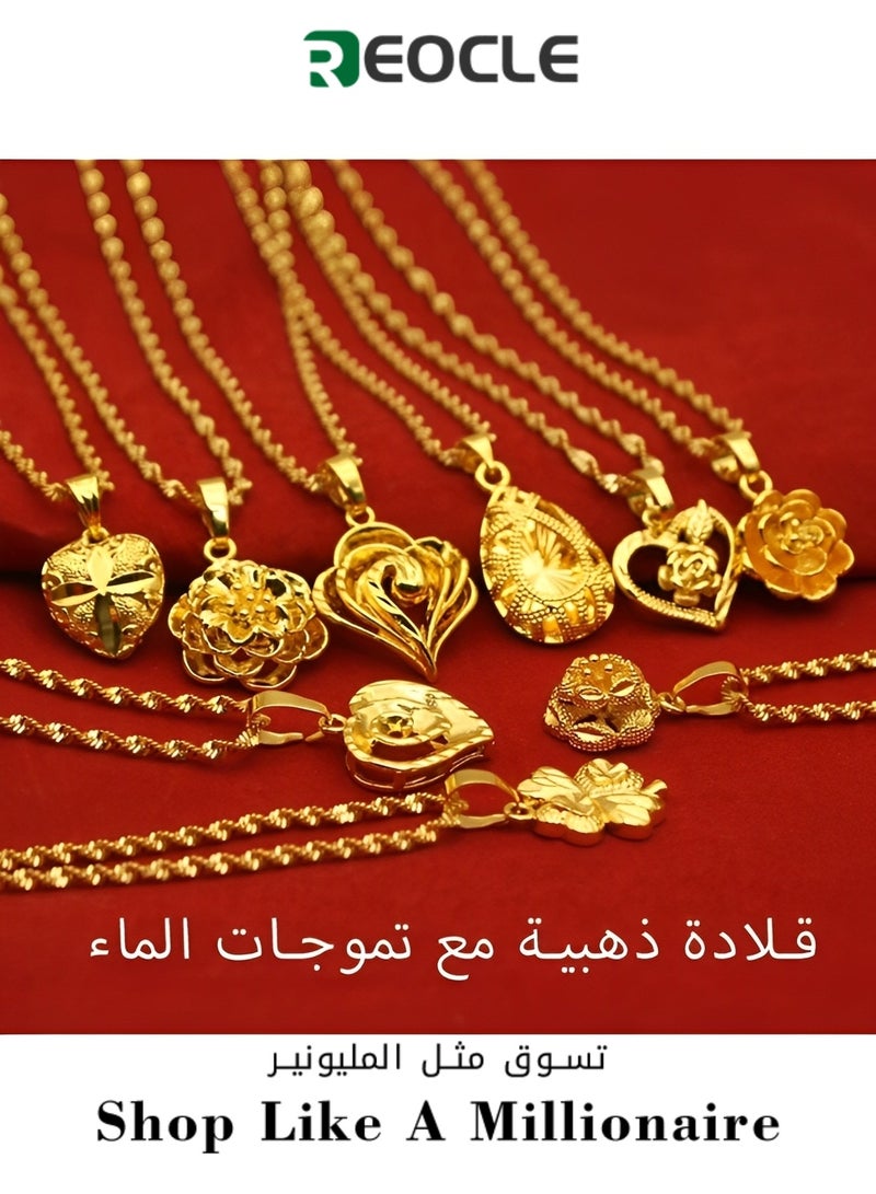 REOCLE Women's 14K Gold Plated Necklace Adjustable Pendant Necklace with Exquisite Pendant Shape & Rope Chain Jewelry for Ladies Wedding Gifts  - Image 1