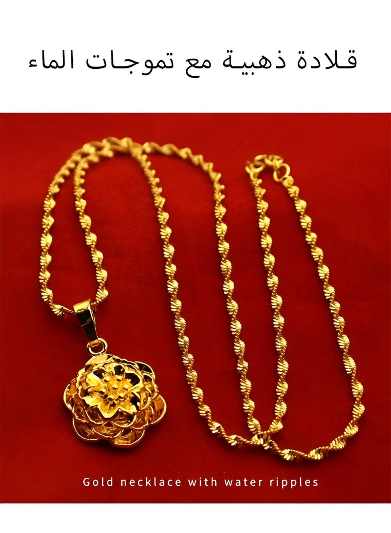REOCLE Women's 14K Gold Plated Necklace Adjustable Pendant Necklace with Exquisite Pendant Shape & Rope Chain Jewelry for Ladies Wedding Gifts  - Image 3