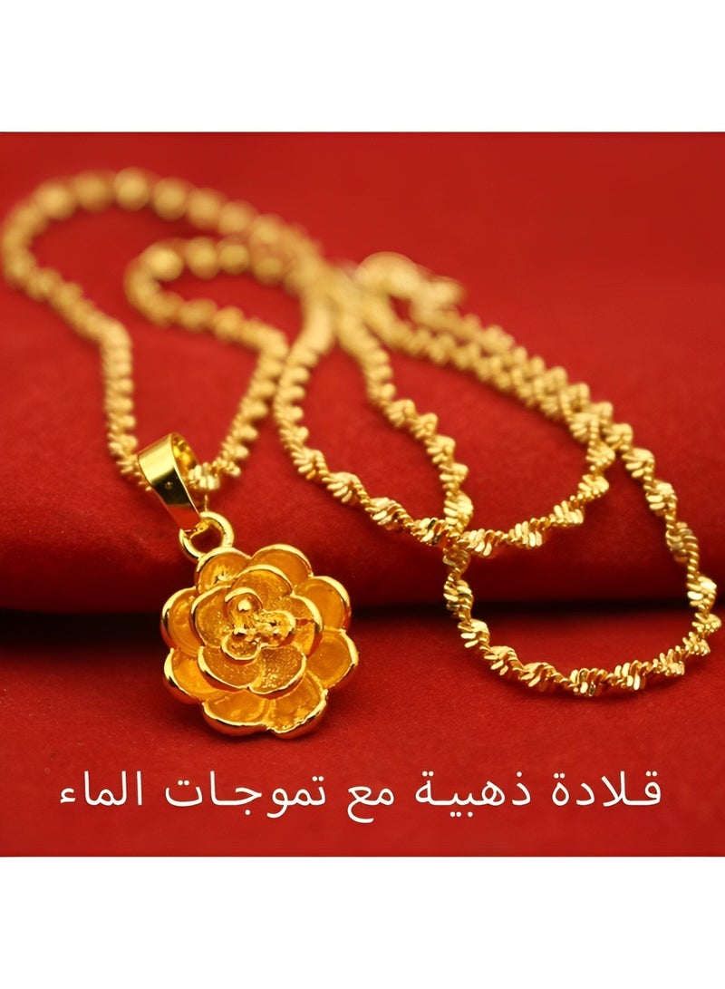 REOCLE Women's 14K Gold Plated Necklace Adjustable Pendant Necklace with Exquisite Pendant Shape & Rope Chain Jewelry for Ladies Wedding Gifts  - Image 4